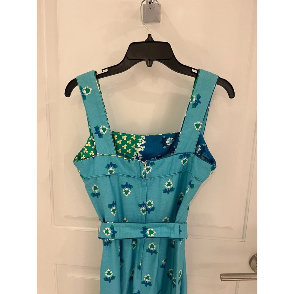 Vintage Malia Honolulu Hawaiian Summer Blue Retro Floral Design Maxi Dress - Picture 5 of 7